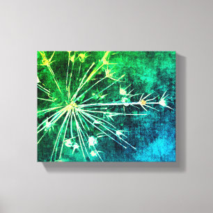 nature art blue and green distressed style. canvas print