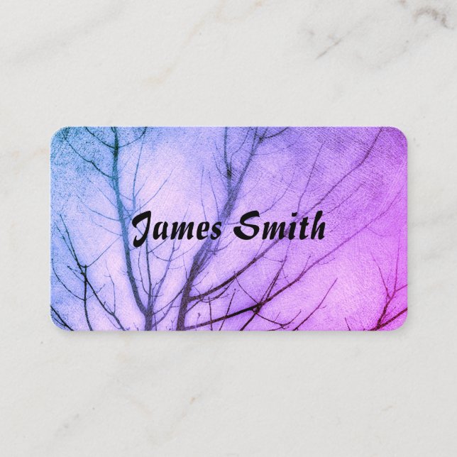 nature art blue and purple tree  business card (Front)