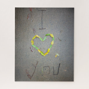 Nature Art I Love You Sticks and Leaves Jigsaw Puzzle