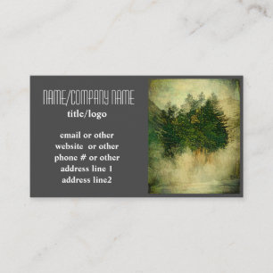 nature art mountain pine trees on grey and white business card