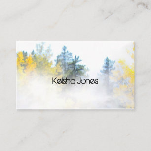 nature art mountain pines in fog custom business card