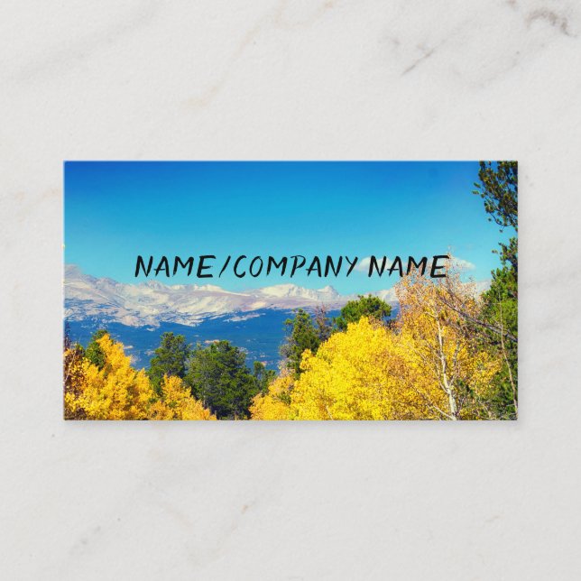 nature art mountain yellow aspen fall colour  business card (Front)
