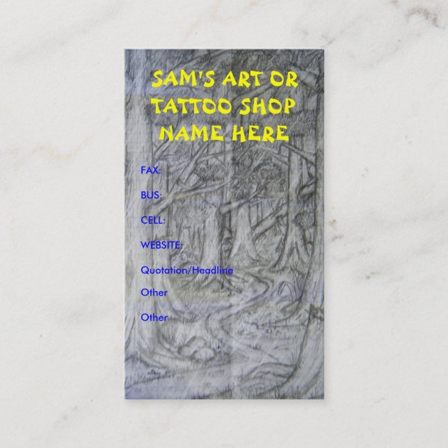Nature Art Or Tattoo Shop Business Cards (Front)