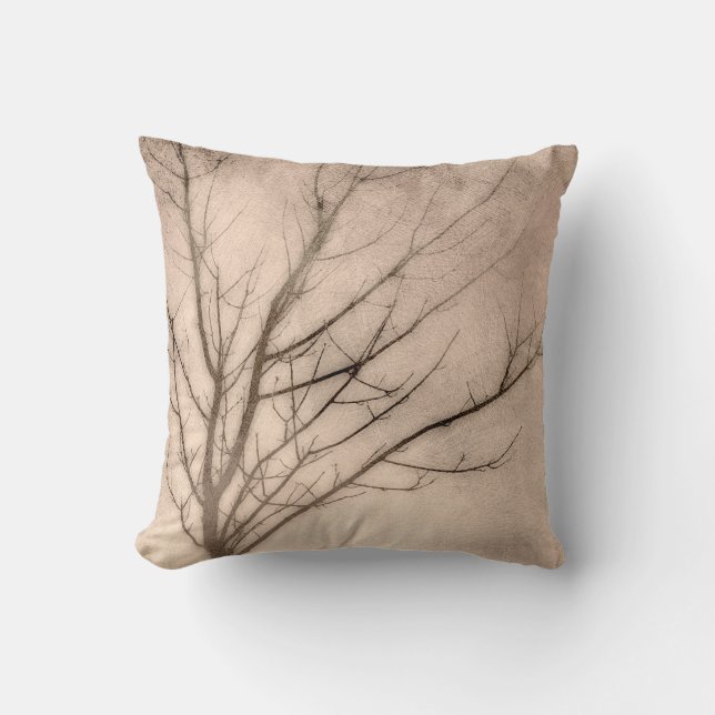 nature art pillow winter tree on sepia (Front)
