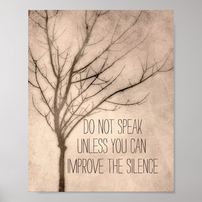 nature art poster with text and tree in sepia tone (Front)