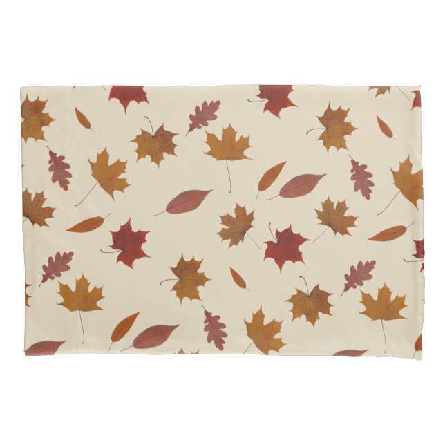 Nature Autumn Leaves on Cream Custom Colour Pillowcase (Front)