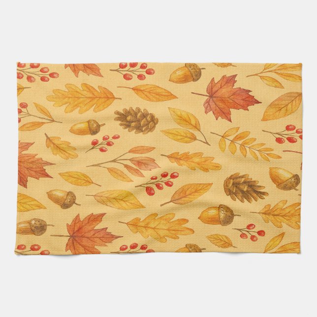 Nature autumn pattern tea towel (Horizontal)