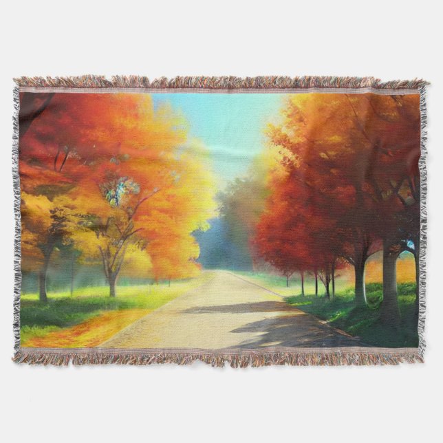 Nature Autumn Trees in The Forest Throw Blanket (Front)