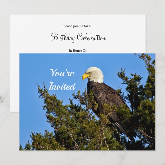Nature Bald Eagle Wildlife Photo Birthday Invitation (Front/Back)