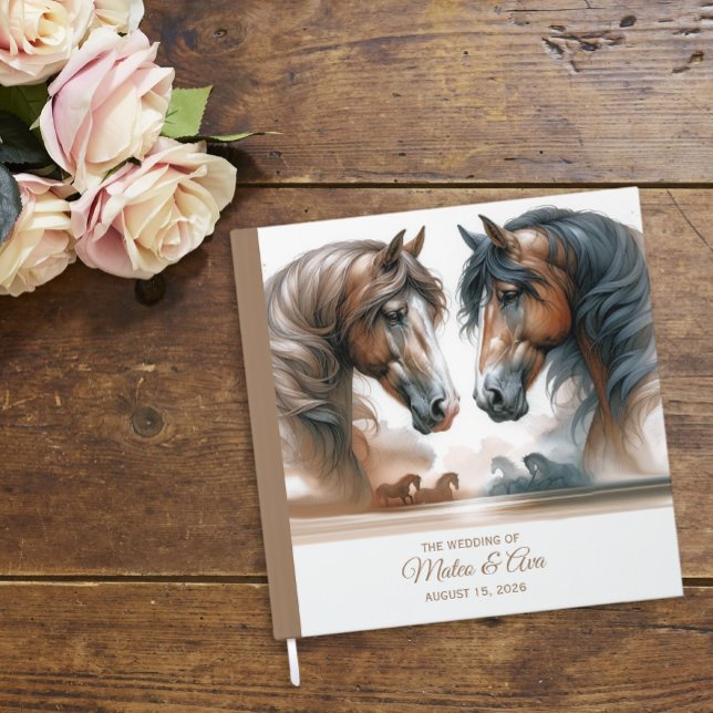 Nature Beautiful Brown Horses Wedding Guest Book (Creator Uploaded)