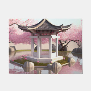 Nature Beauty Sakura Cherry Blossom Garden View Doormat