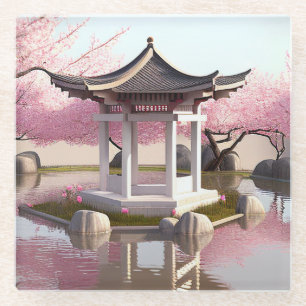 Nature Beauty Sakura Cherry Blossom Garden View Glass Coaster