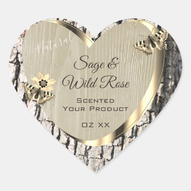 Nature Beige Tree Bark Gold Frame Product Labels (Front)