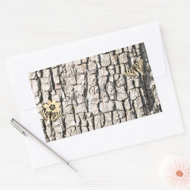 Nature Beige Tree Bark Gold Frame Product Labels (Envelope)