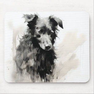 Nature Black Dog Ink Mouse Mat