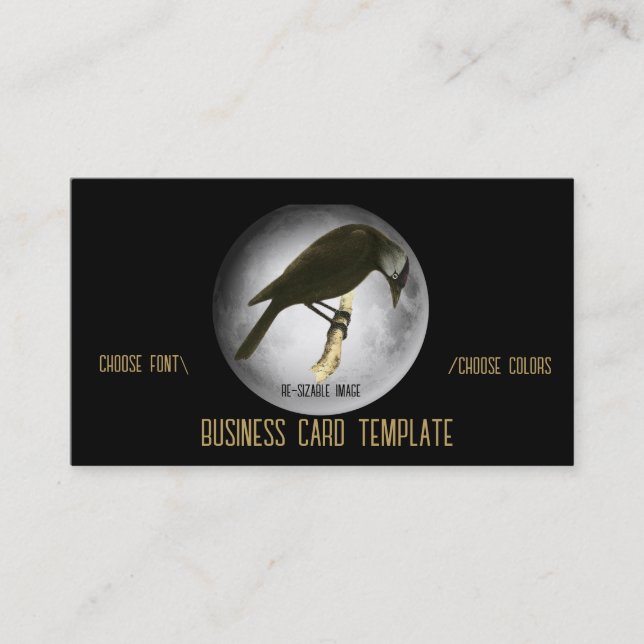 Nature BlackBirds Moon Raven Business Card (Front)
