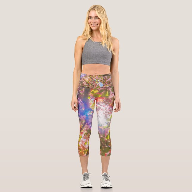  Nature blooms flowers light bloom sun Capri Leggings (Front)