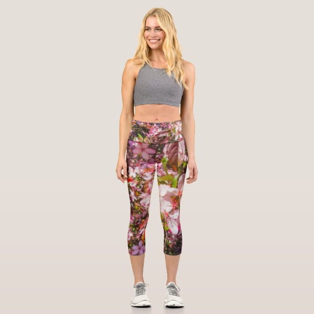 Nature blooms Heart in flowers Gentle blooms  Capri Leggings (Front)