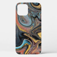 Nature blue and green marbling with golden glitter