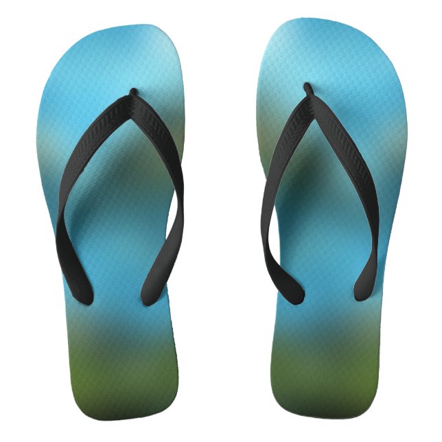 Nature Blue Green Custom Created Flip Flops (Footbed)