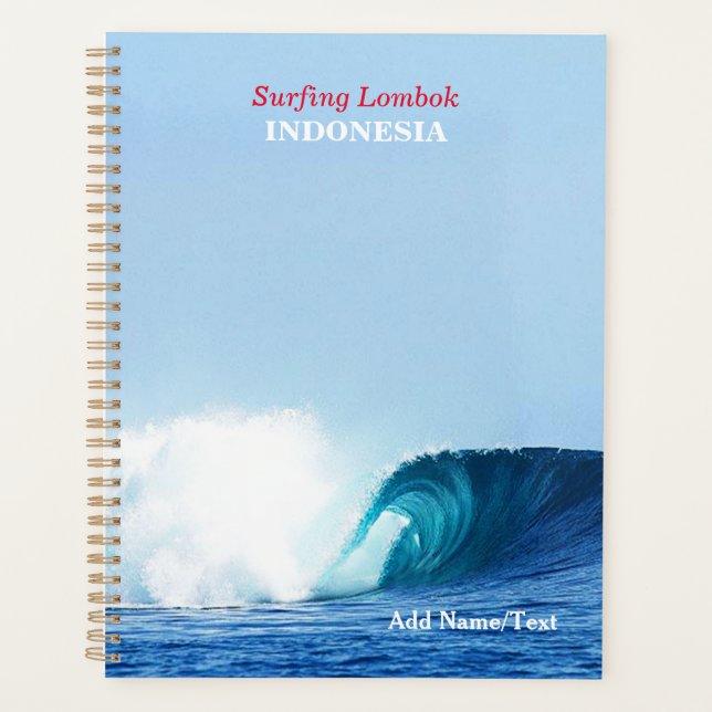 Nature Blue Sea Wave Tube Surfing Lombok Island Planner (Front)