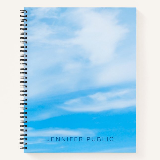 Nature Blue Sky White Clouds Modern Custom Notebook (Front)