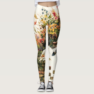 Nature Botanical Floral Horse Jumping Leggings