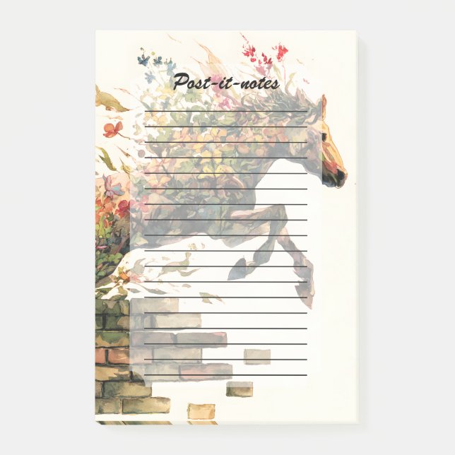 Nature Botanical Floral Horse Jumping Post-it Notes (Front)