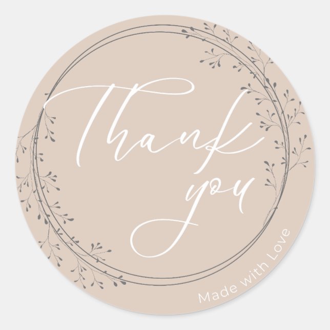 Nature, Botanical, Modern Thank you Stickers NS26 (Front)