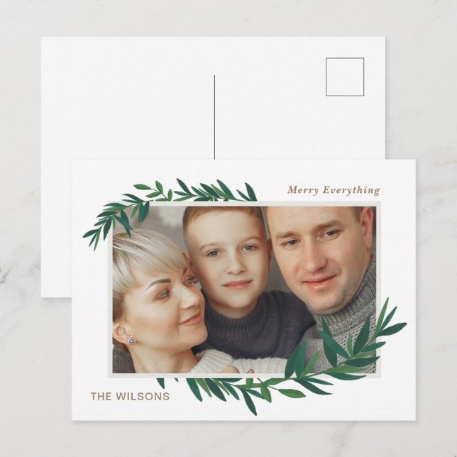 Nature Botanical Wish Gold Photo Holiday Postcard (Front/Back)