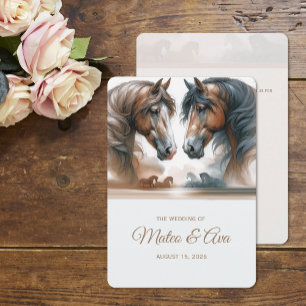 Nature Brown Horses Wedding Invitation