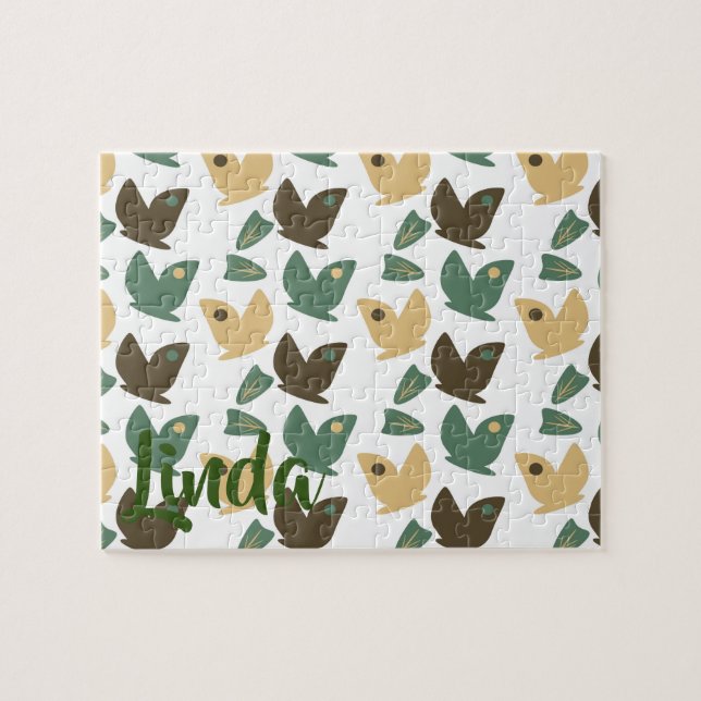 Nature Butterfly and Floral Greenery Jigsaw Puzzle (Horizontal)