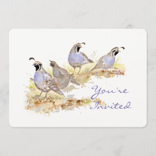 Nature California Quail Bird Birthday Party Invitation