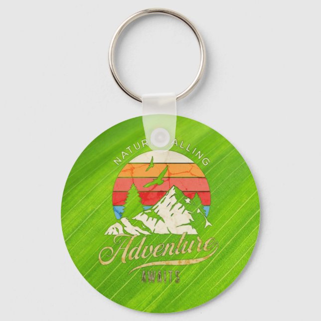 Nature Calling | Mountain Adventure Awaits  Key Ring (Front)