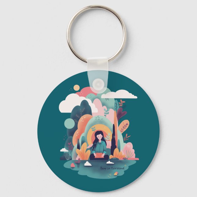 Nature Calm Aesthetic Art Keychain (Front)