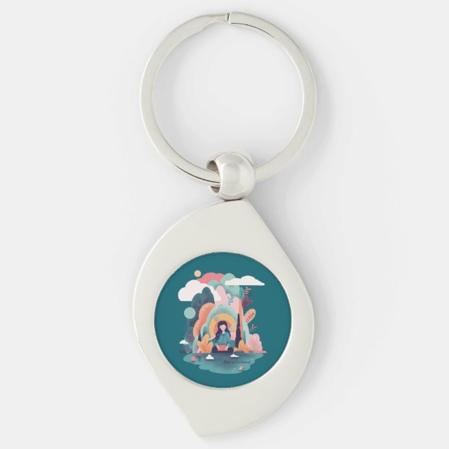 Nature Calm Aesthetic Art Keychain (Front)