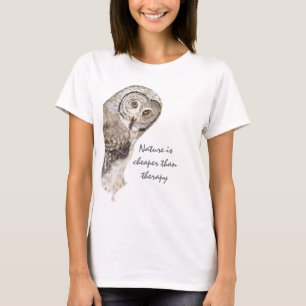 "Nature Cheaper than therapy" Humour Watercolor Ow T-Shirt