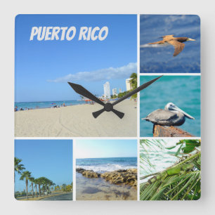 Nature collage of San Juan, Puerto Rico Square Wall Clock