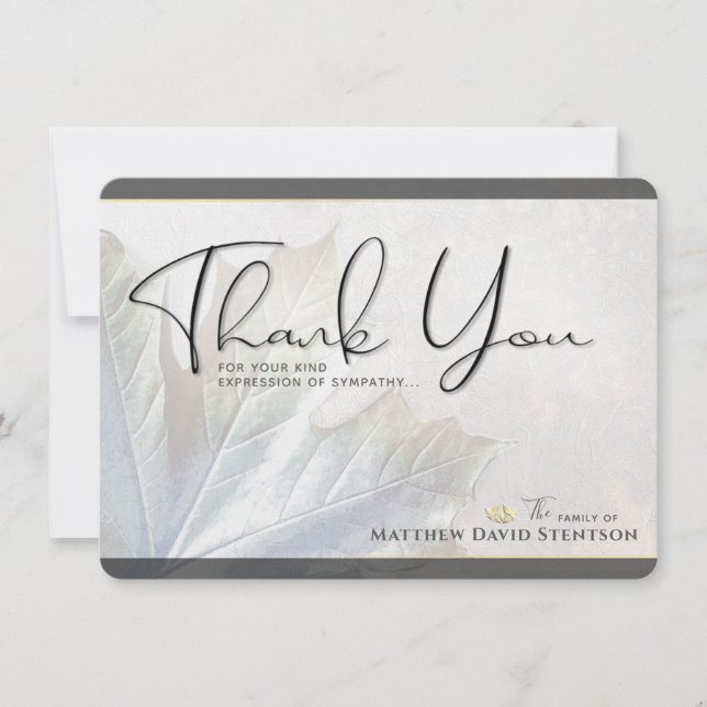 Nature Colours Autumn Leaf Sympathy Thank You Card (Front)