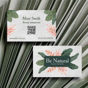 Nature Cosmetic Green Leaves Template Design Business Card