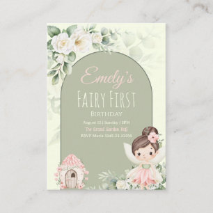 Nature Cute Flower Fairy 1st Birthday Invitation