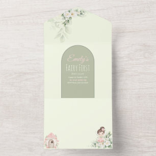 Nature Cute Flower Fairy 1st Birthday Invitation