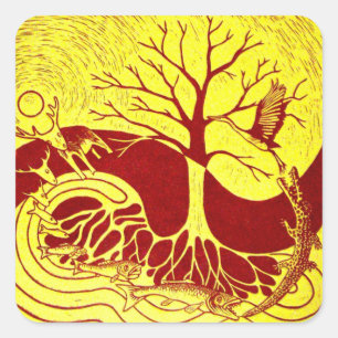 Nature Cycle Yellow Square Sticker