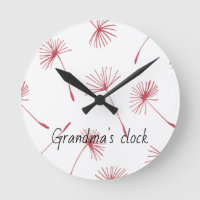 Nature - Dandelions in fuschia Clock. Customize