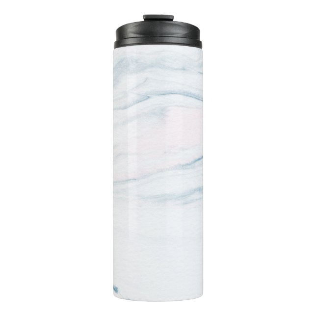 Nature Decorative Grey And Blue Marble Stone Thermal Tumbler (Front)