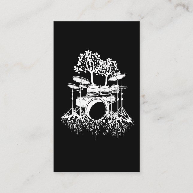 Nature Drumming Tree Tree Roots Drummer Musician Business Card (Front)