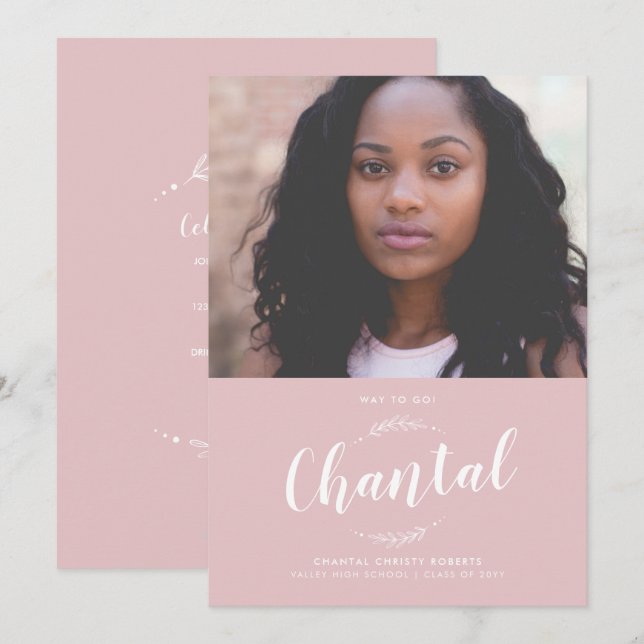 Nature Dusty Rose Graduation Invitation (Front/Back)