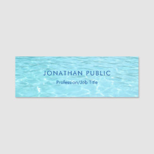 Nature Elegant Template Modern Aqua Blue Water Name Tag