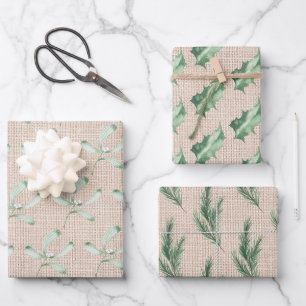 Nature Elements Holiday Trio Wrapping Paper Sheet
