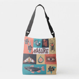 Nature Elements, Retro Style Icons. Crossbody Bag